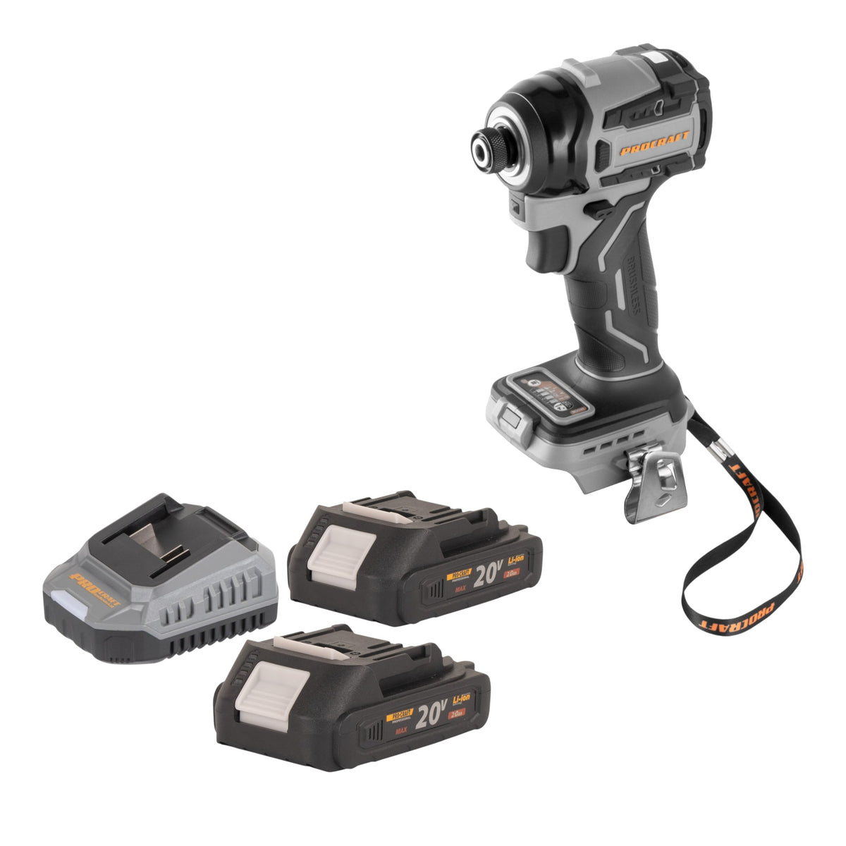 Procraft ID20Abb Clé à choc sans fil 20 V 180 Nm 1/4" + 2x batterie 2,0 Ah + chargeur