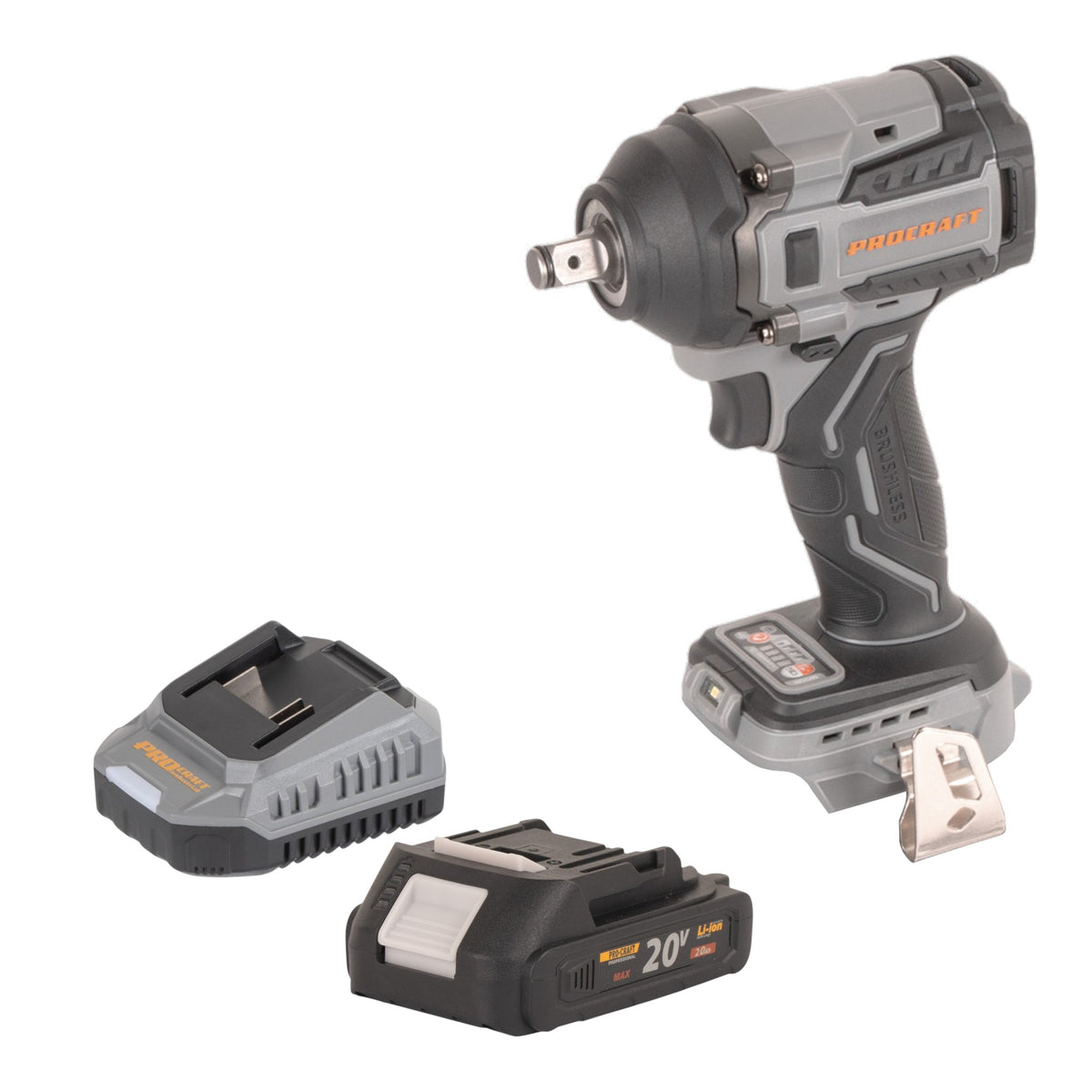 Procraft Industrial IW550Abb Clé à choc sans fil 20 V 550 Nm 1/2" + 1x batterie 2,0 Ah + chargeur