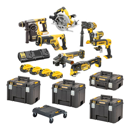 DeWalt DCK 853 P4T Kit outillage sans fil 18 V DCD 996 + DCF 887 + DCH 273 + DCG 405 + DCS 367 + DCS 356 + DCS 565 + DCL 050 + 4x batterie 5,0 Ah + chargeur + 4x T STAK + Trolley