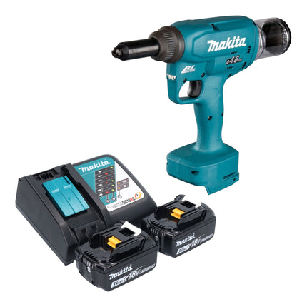 Makita DRV 150 RF Akku Blindnietsetzgeraet 18 V 10 kN 2 4 4 8 mm Brushless 2x Akku 3 0 Ah Ladegeraet 0 - toolbrothers