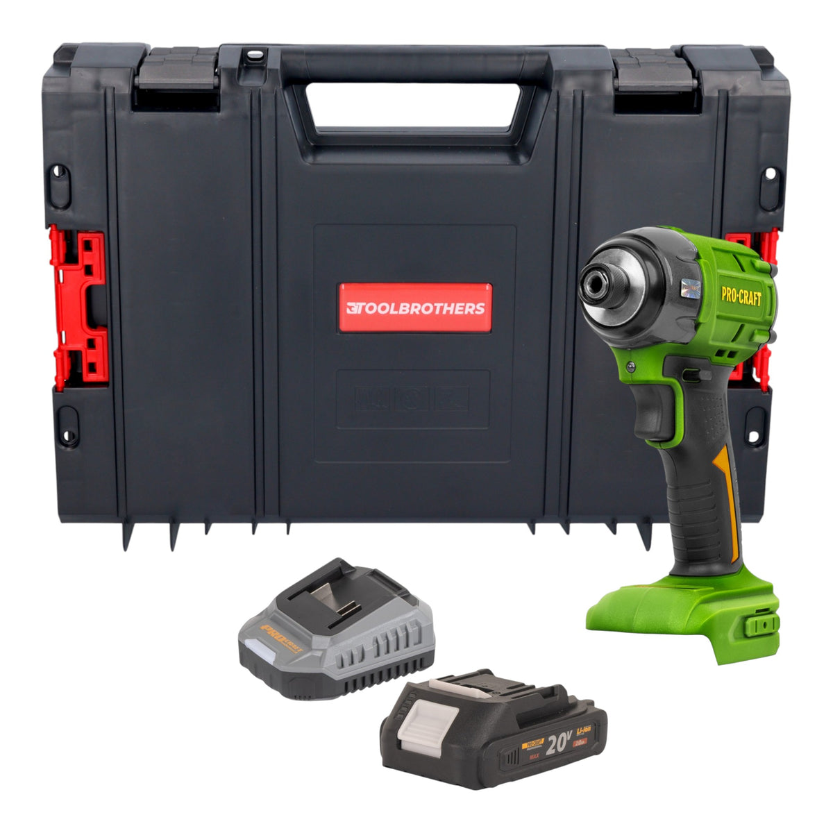 Procraft PS22bb Clé à choc 20 V 230 Nm 1/2" Brushless + 1x batterie 2,0 Ah + chargeur + boîte à outils RHINO