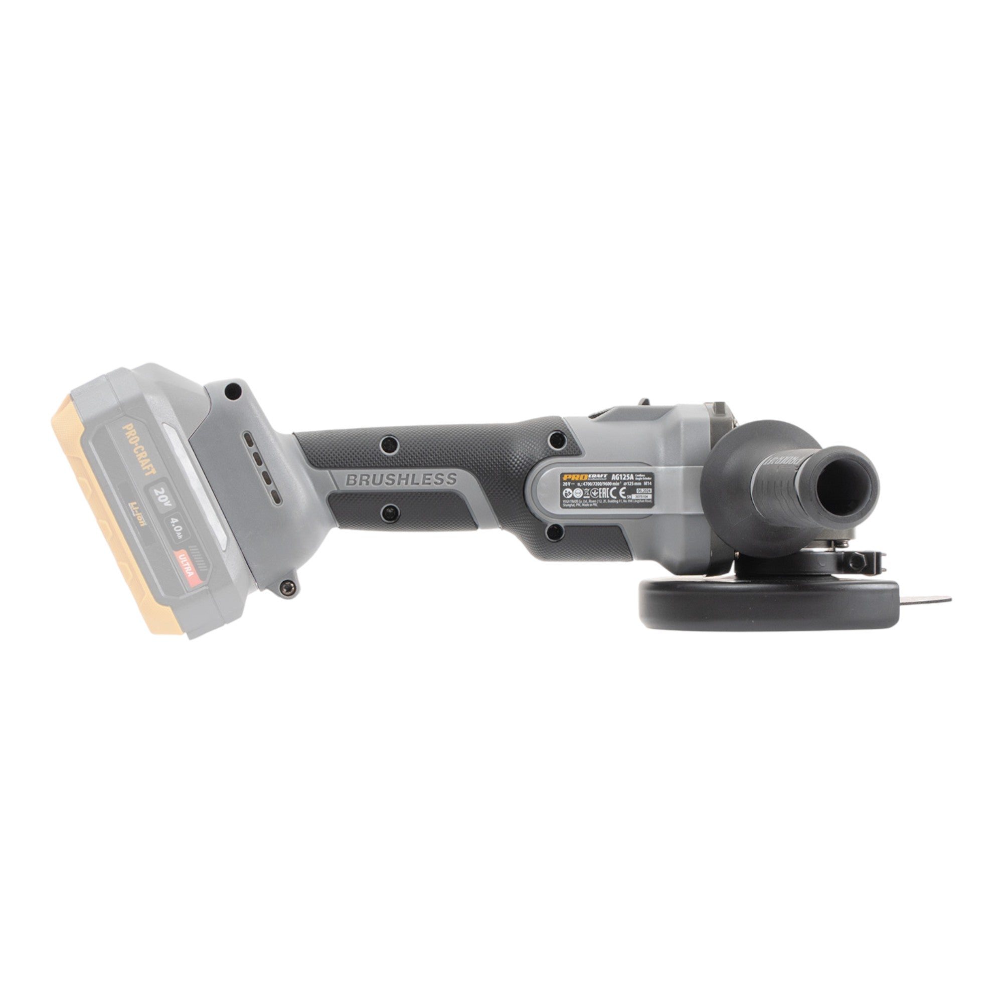 Procraft Industrial AG125Abb Akku Winkelschleifer 20 V 125 mm Brushless 1x Akku 2 0 Ah Ladegeraet 4 - toolbrothers