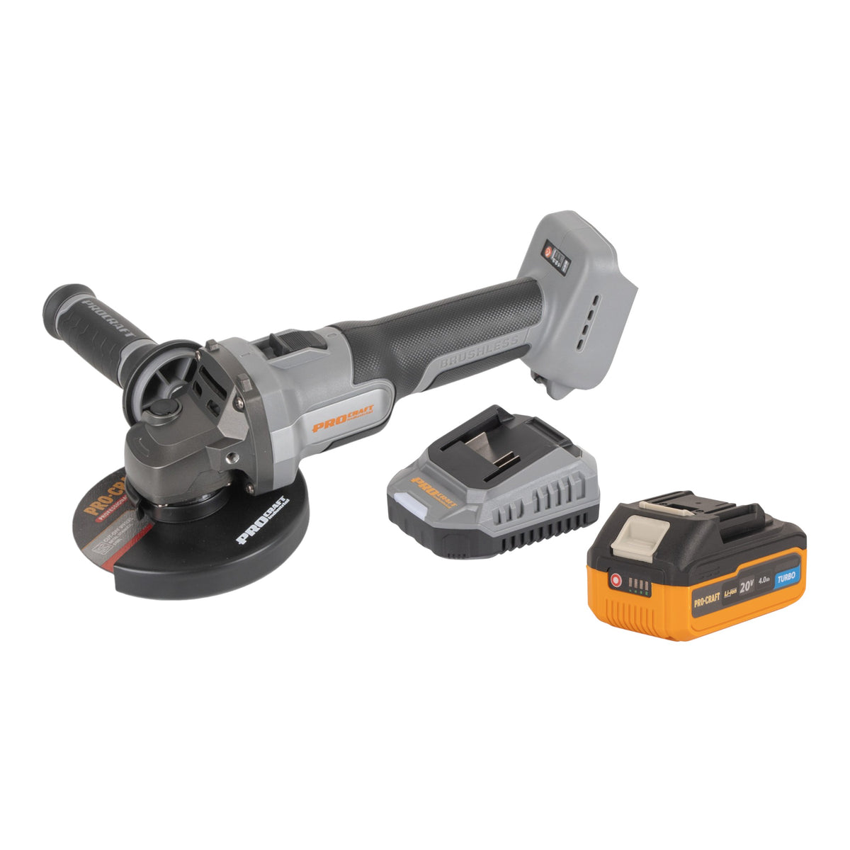 Procraft Industrial AG125Abb Meuleuse d'angle sans fil 20 V 125 mm Brushless + 1x batterie 4,0 Ah + chargeur
