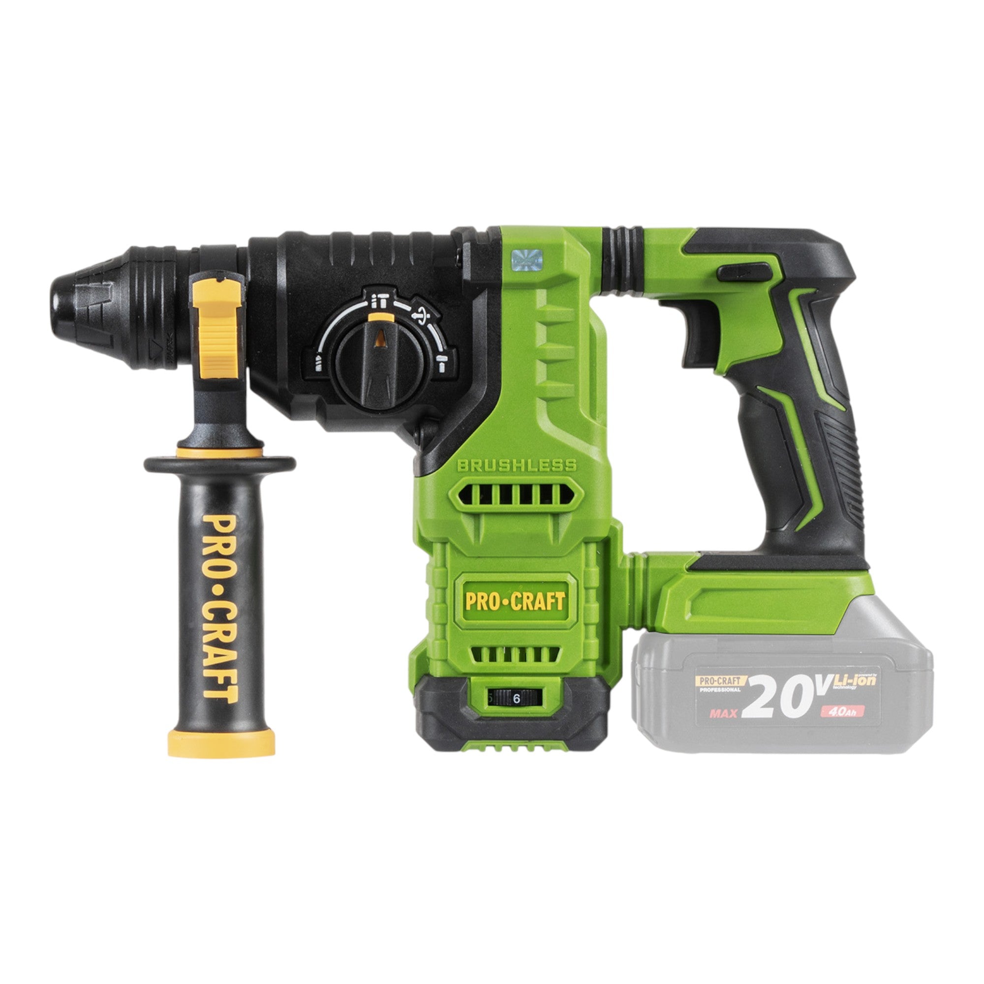 Procraft PHA30bb Akku Bohrhammer 20 V 2 8 J SDS plus Brushless 1x Akku 4 0 Ah ohne Ladegeraet 2 - toolbrothers