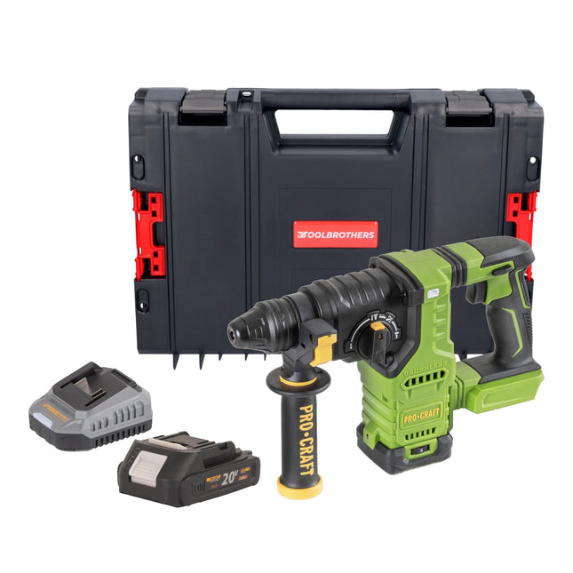 Procraft PHA30bb Akku Bohrhammer 20 V 2 8 J SDS plus Brushless 1x Akku 2 0 Ah Ladegeraet RHINO Toolcase 0 - toolbrothers