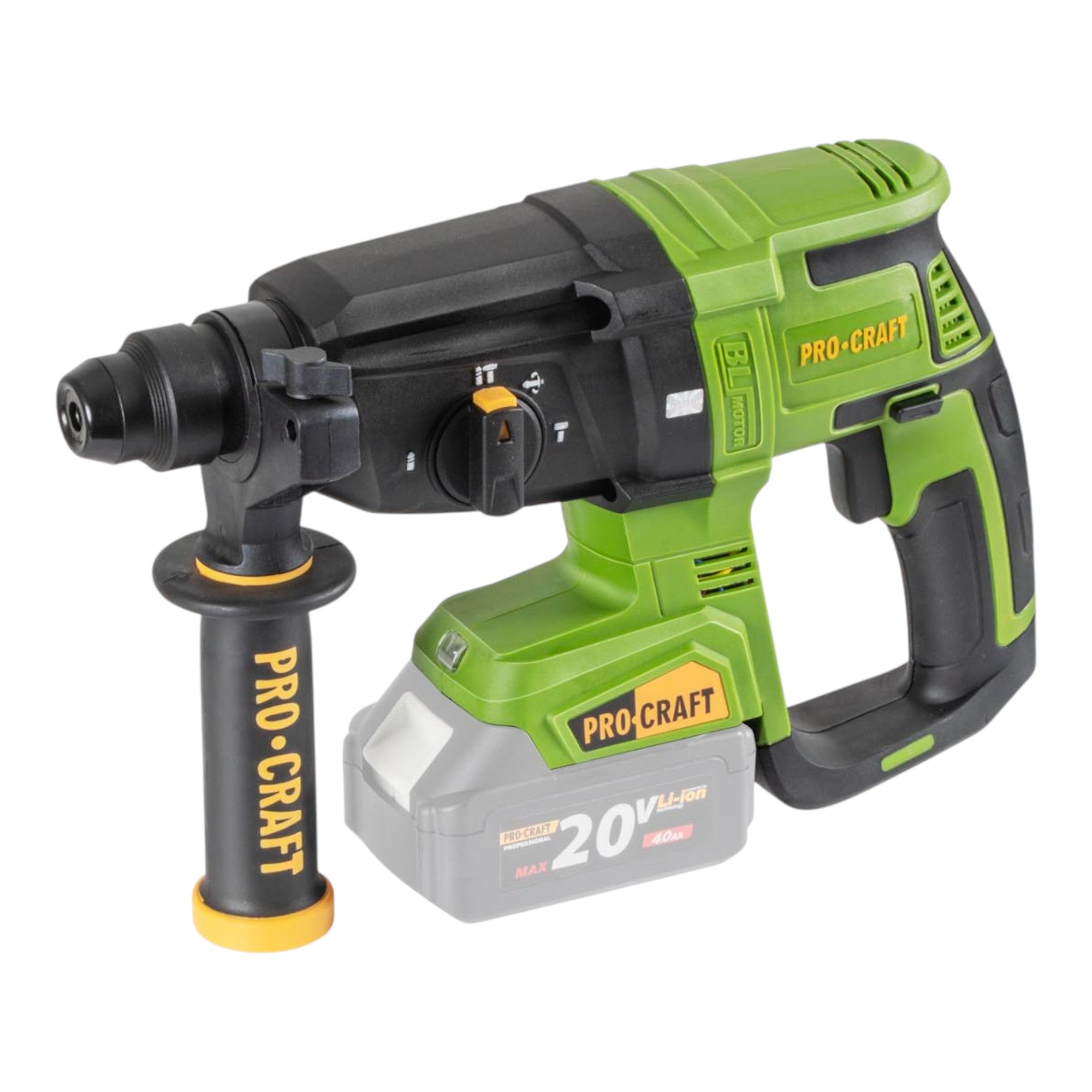 Procraft PHA40bb Akku Bohrhammer 20 V 2 6 J SDS plus Brushless 1x Akku 2 0 Ah ohne Ladegeraet 1 - toolbrothers