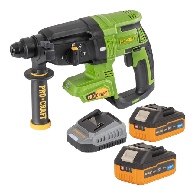 Procraft PHA40bb Akku Bohrhammer 20 V 2 6 J SDS plus Brushless 2x Akku 4 0 Ah Ladegeraet 0 - toolbrothers