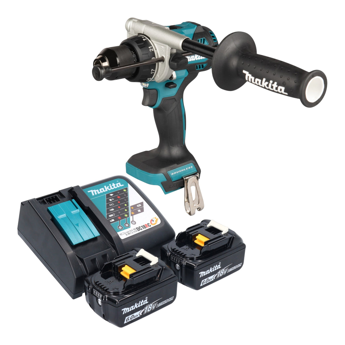 Makita DHP 492 RG Perceuse-visseuse à percussion sans fil 18 V 141 Nm Brushless + 2x batterie 6,0 Ah + chargeur