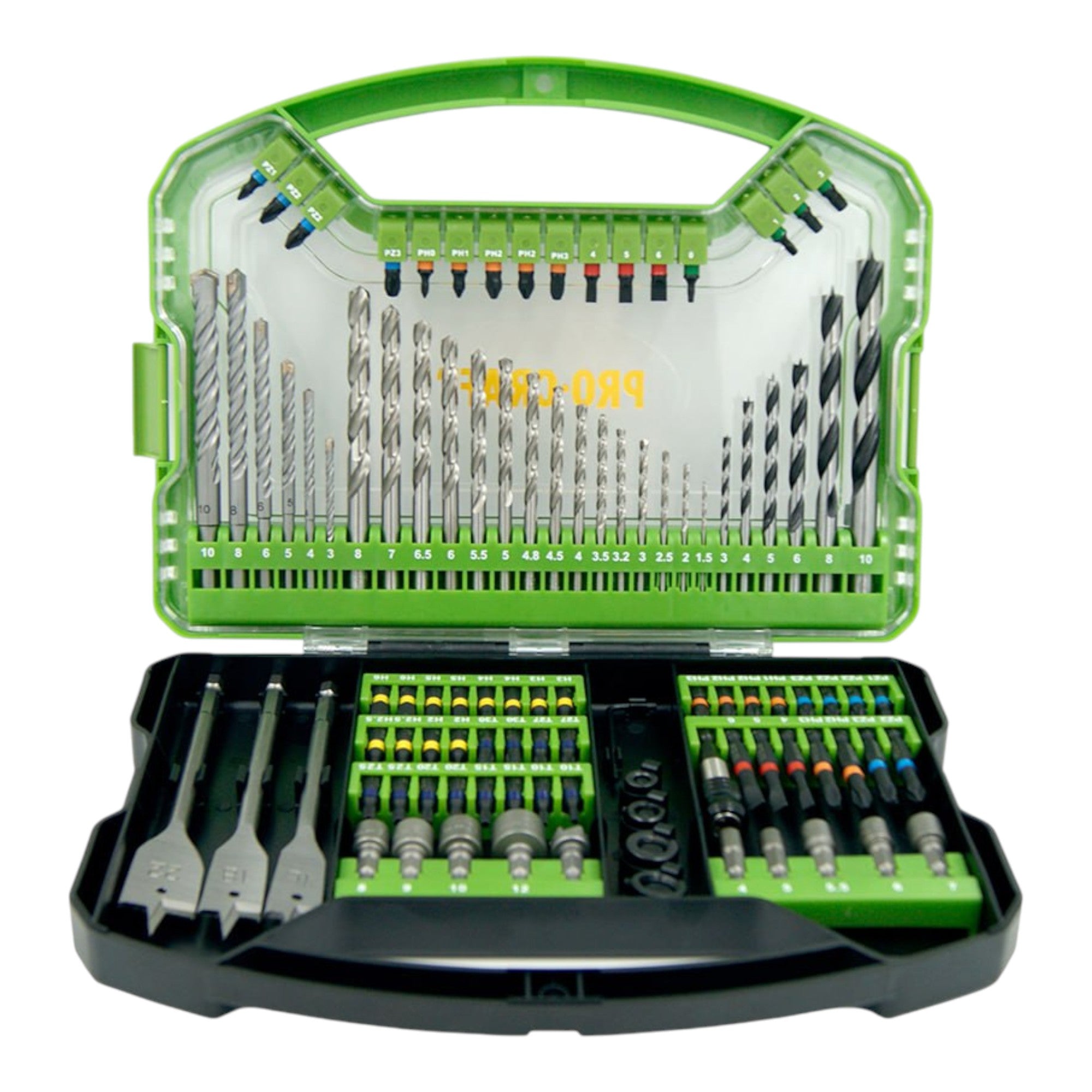 Procraft DBS 101 Bit und Bohrer Set 101 teilig S2 Stahl Phillips Pozidriv Torx Hex Schlitz Vierkant 1 - toolbrothers