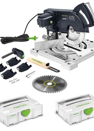 Festool SYM 70 RE SYMMETRIC Set Leistensäge 1150 Watt mit Sägeblatt ( 574927 ) + Festool Systainer T-LOC SYS 1 TL Werkzeug Koffer lichtgrau koppelbar ( 497563 ) - Toolbrothers