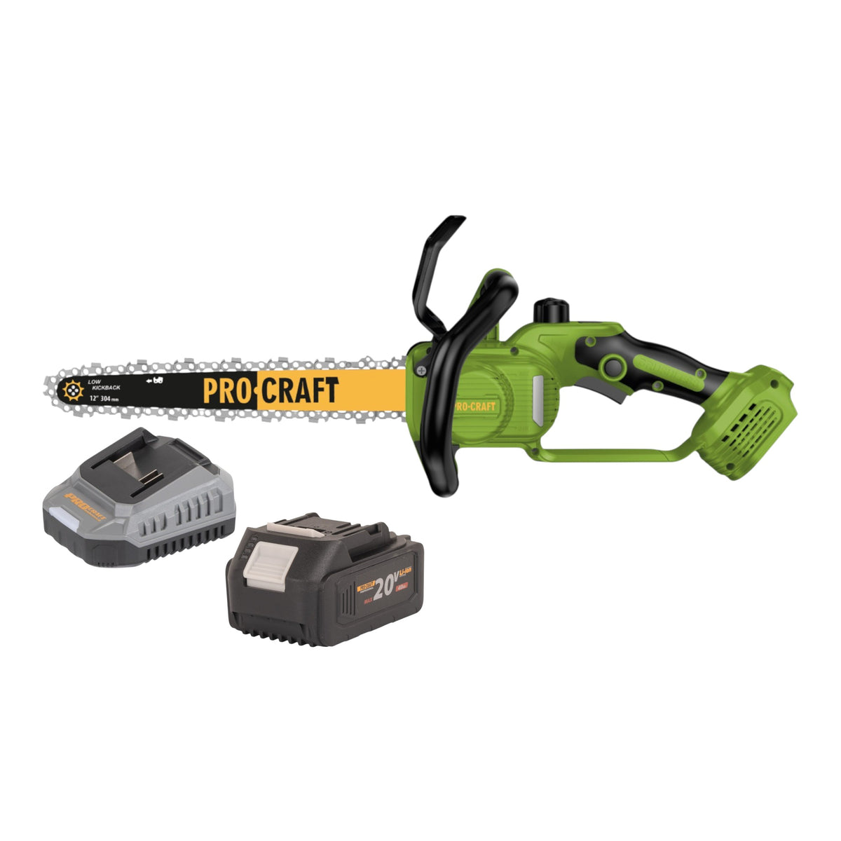 Procraft PKA33-BB tronçonneuse à chaîne sans fil 20 V 304 mm Brushless + 1x batterie 4,0 Ah + chargeur