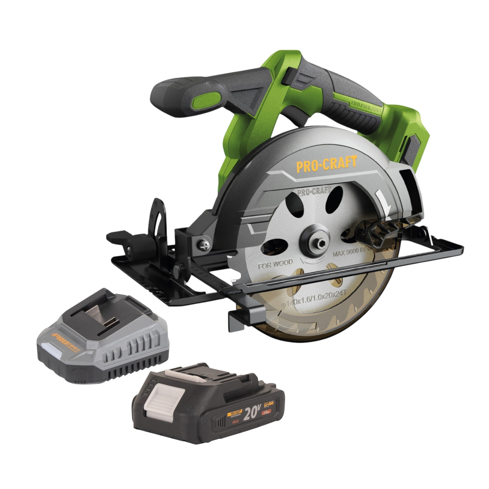 Procraft PCA32 BB Akku Handkreissaege 20 V 165 mm Brushless 1x Akku 2 0 Ah Ladegeraet 0 - toolbrothers