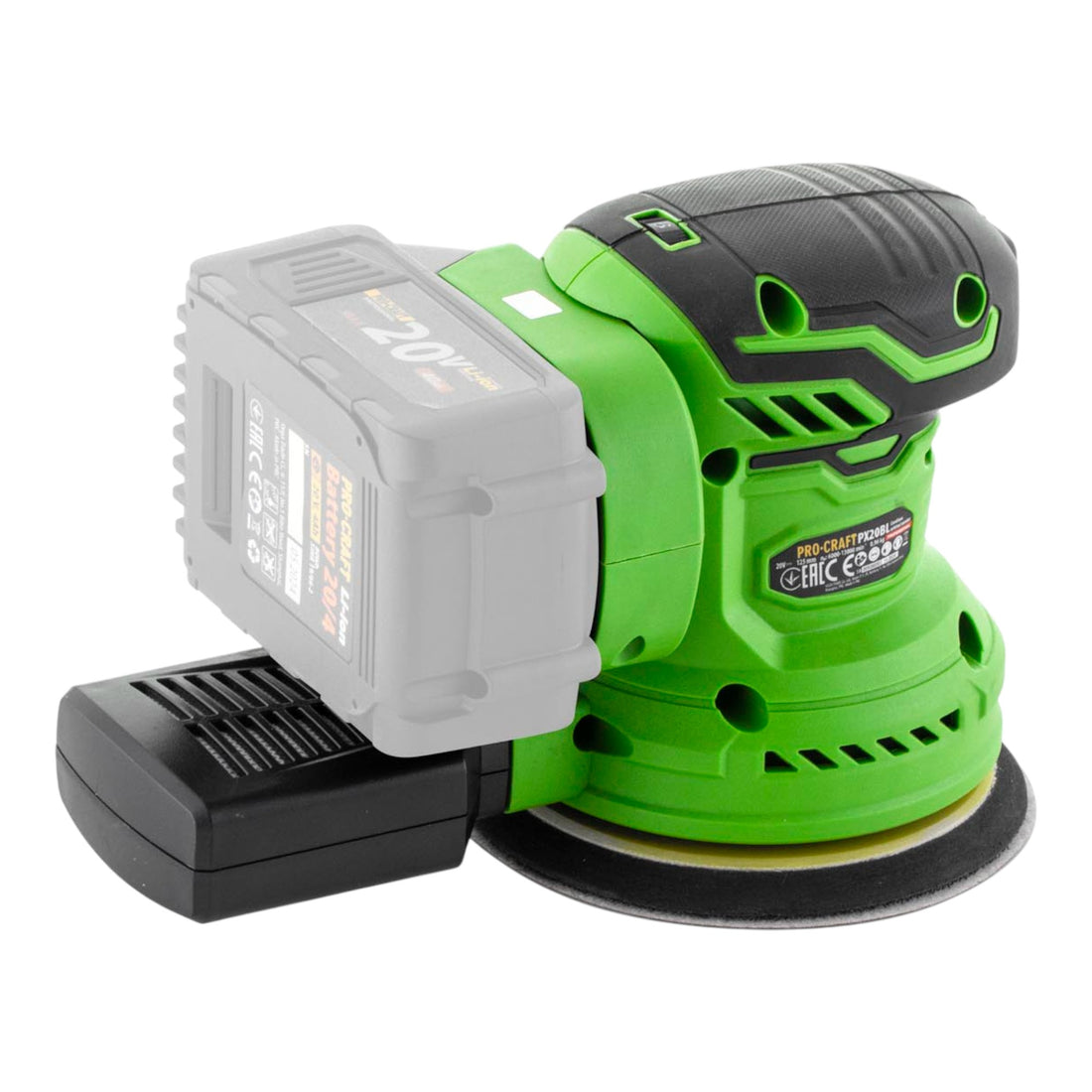 Procraft PX20BLbb Ponceuse excentrique sans fil 20 V 125 mm Brushless + 1x batterie 2,0 Ah + chargeur