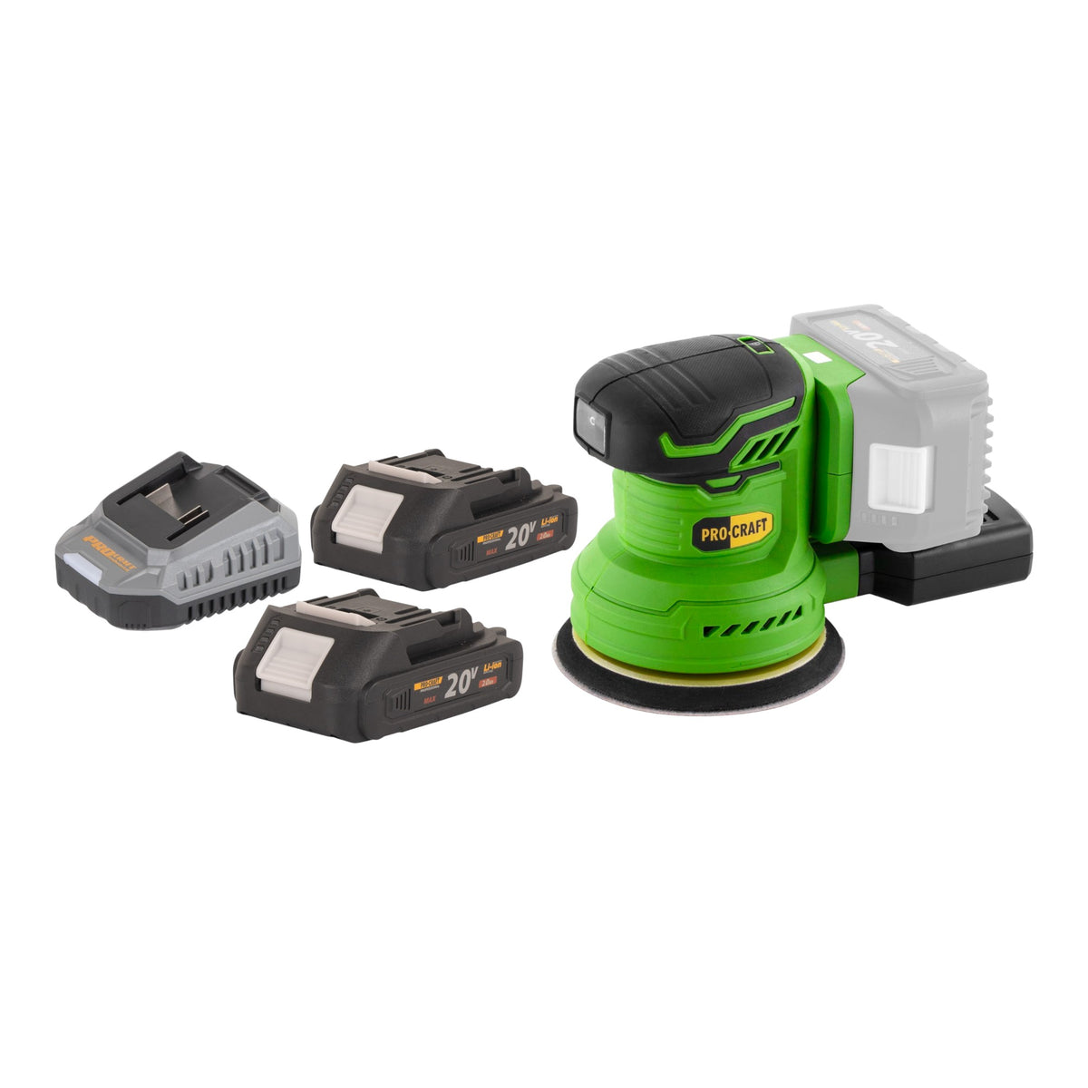Procraft PX20BLbb Ponceuse excentrique sans fil 20 V 125 mm Brushless + 2x batterie 2,0 Ah + chargeur