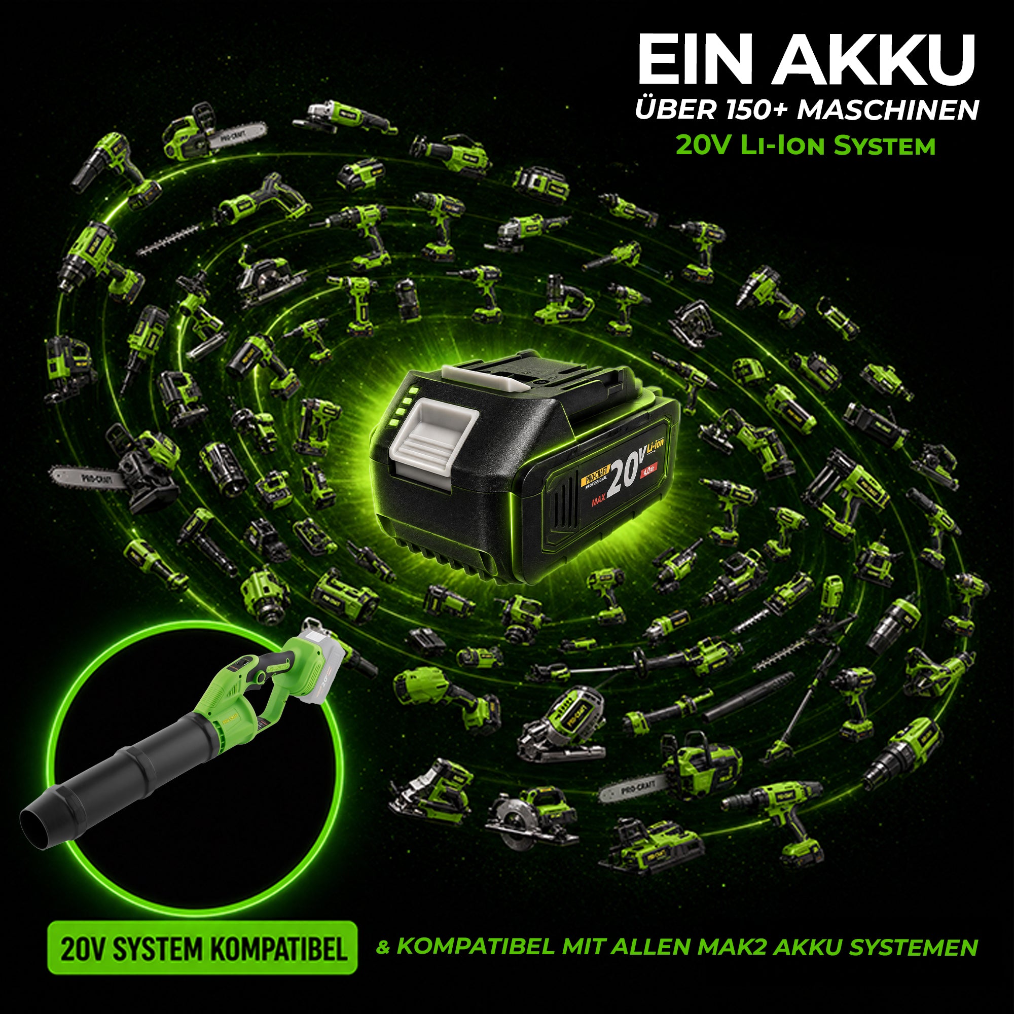 Procraft PB24bb Akku Laubblaeser 20 V Brushless Solo ohne Akku ohne Ladegeraet 2 - toolbrothers