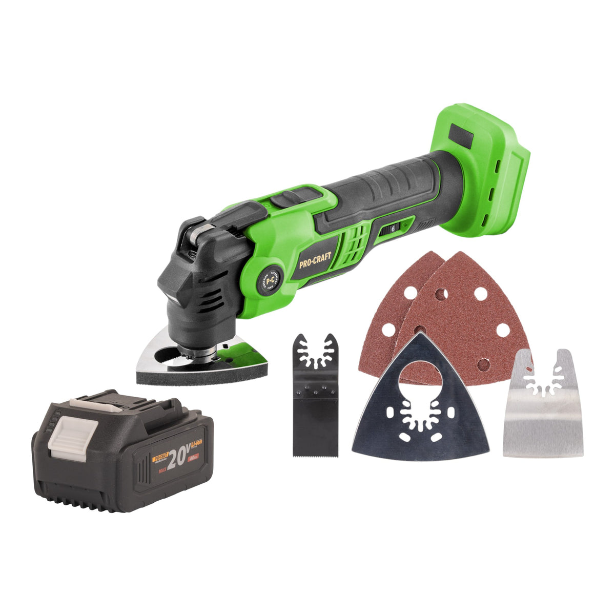 Procraft PMT22bb Outil multifonctions sans fil 20 V Brushless + 1x batterie 4,0 Ah - sans chargeur