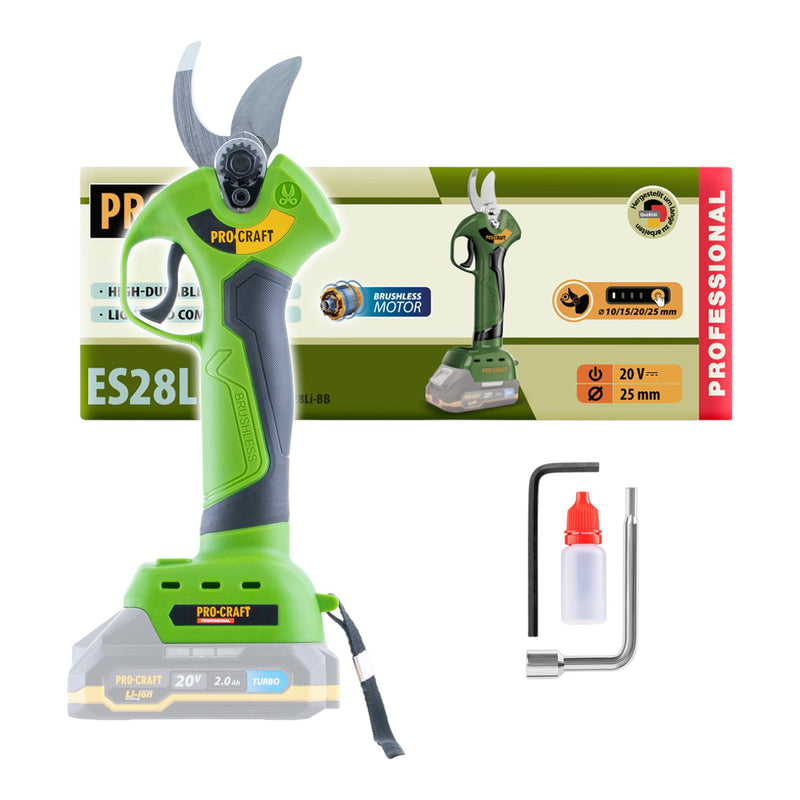 Procraft ES28Li bb Akku Astschere Gartenschere 20 V 25 mm Solo ohne Akku ohne Ladegeraet 0 - toolbrothers