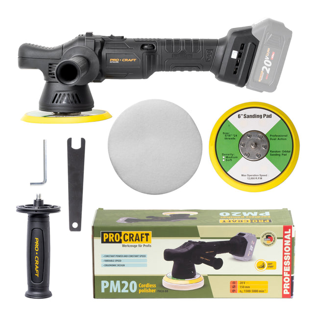 Procraft PM20bb Akku Poliermaschine 20 V 150 mm Solo ohne Akku ohne Ladegeraet 0 - toolbrothers