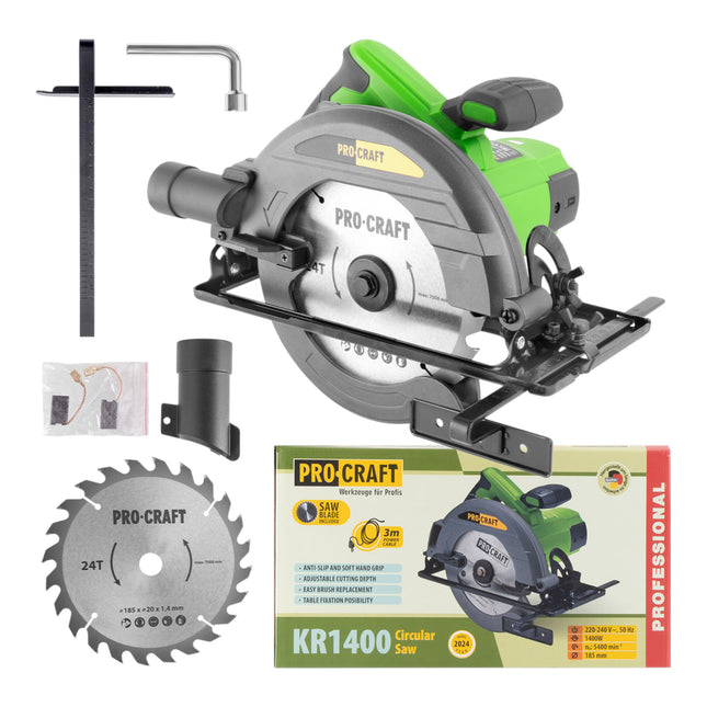 Procraft KR1400 Kreissaege 1400 Watt 185 mm Saegeblatt 0 - toolbrothers