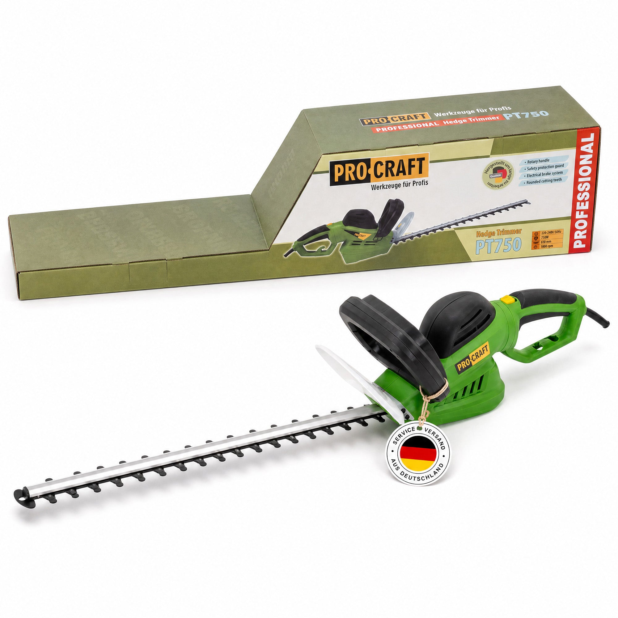 Procraft PT750 Heckenschere 750 Watt 610 mm Schnittlaenge 24 mm Schnittstaerke 0 - toolbrothers