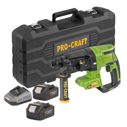 Procraft PHA40bb c Akku Bohrhammer 20 V 2 6 J SDS plus Brushless 2x Akku 4 0 Ah Ladegeraet Koffer 0 - toolbrothers