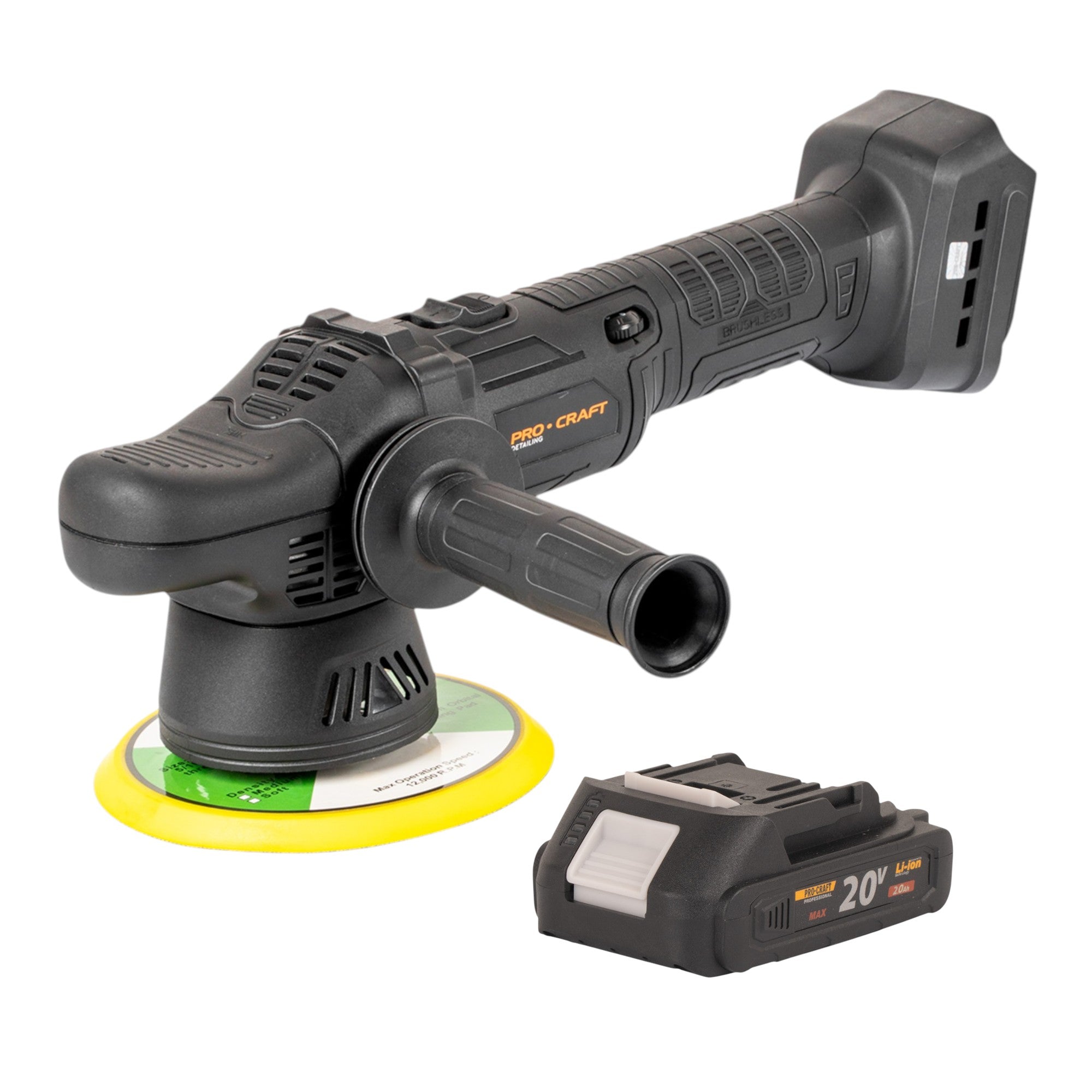 Procraft PM20bb Akku Poliermaschine 20 V 150 mm 1x Akku 2 0 Ah ohne Ladegeraet 0 - toolbrothers