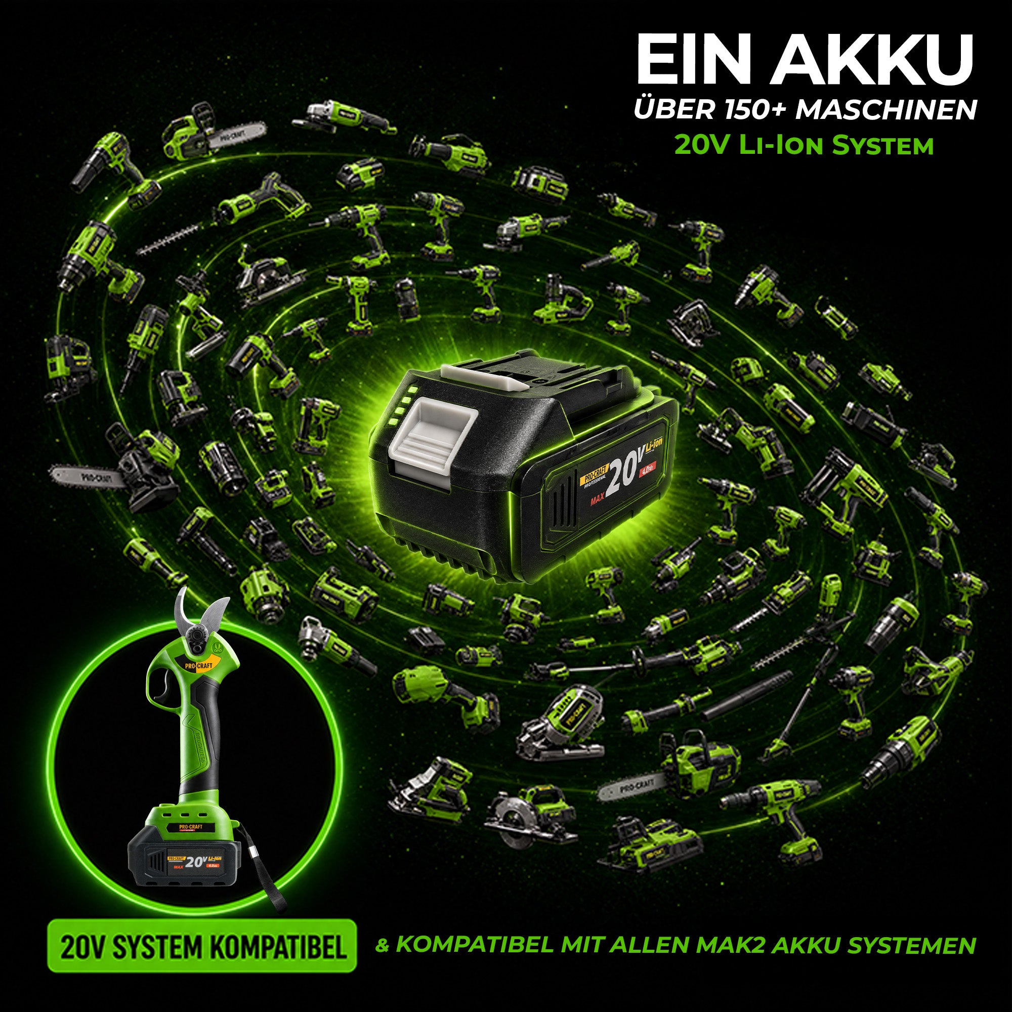 Procraft ES28Li bb Akku Astschere Gartenschere 20 V 25 mm 1x Akku 4 0 Ah Ladegeraet 2 - toolbrothers