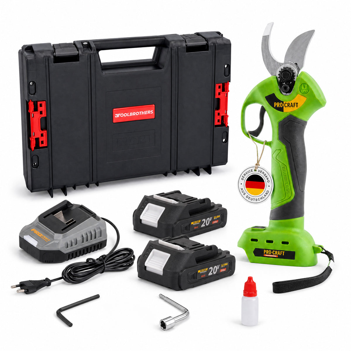 Procraft ES28Li bb batterie sécateur 20 V 25 mm + 2x batterie 2,0 Ah + chargeur + RHINO Toolcase