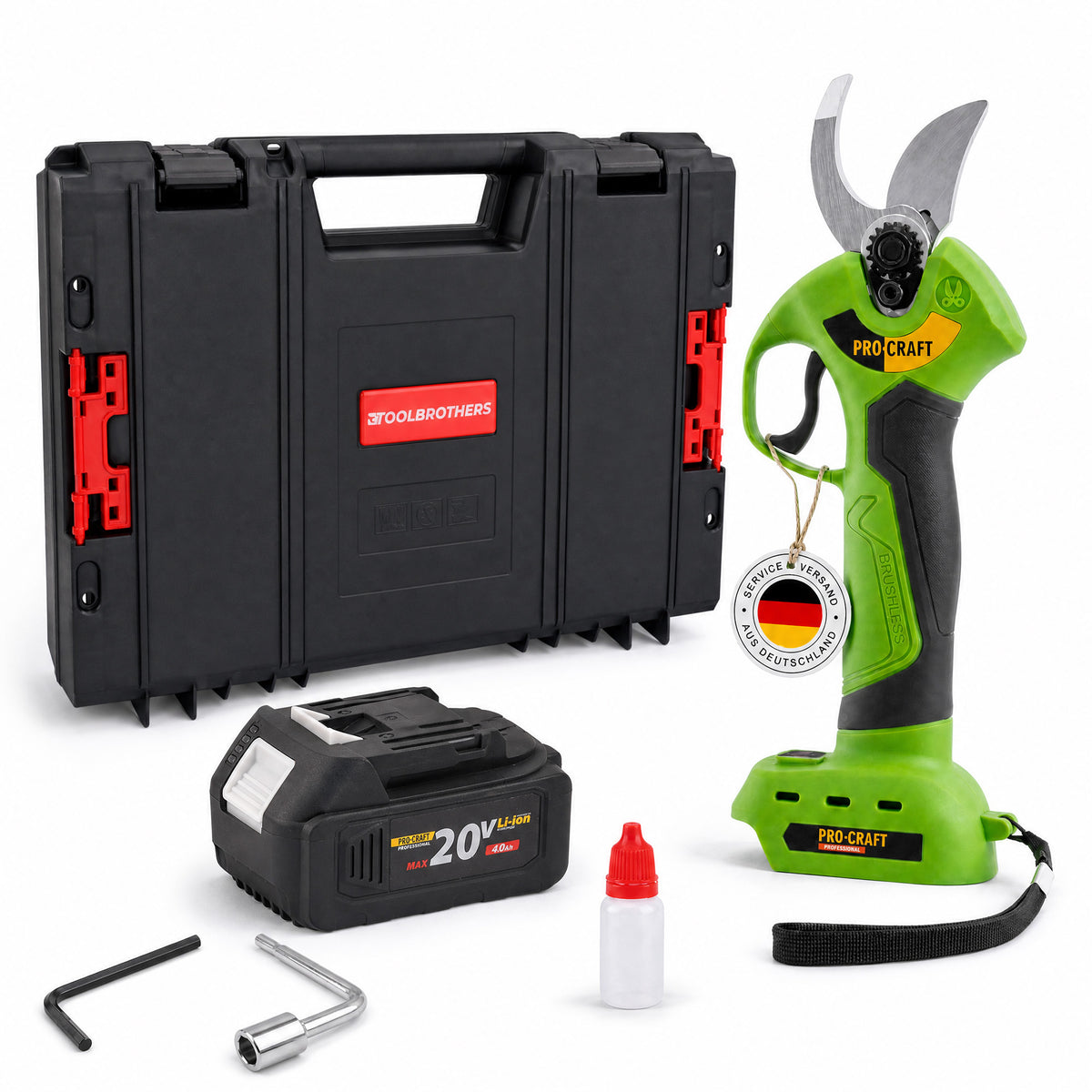 Procraft ES28Li bb Batterie sécateur 20 V 25 mm + 1x batterie 4,0 Ah + RHINO Toolcase - sans chargeur