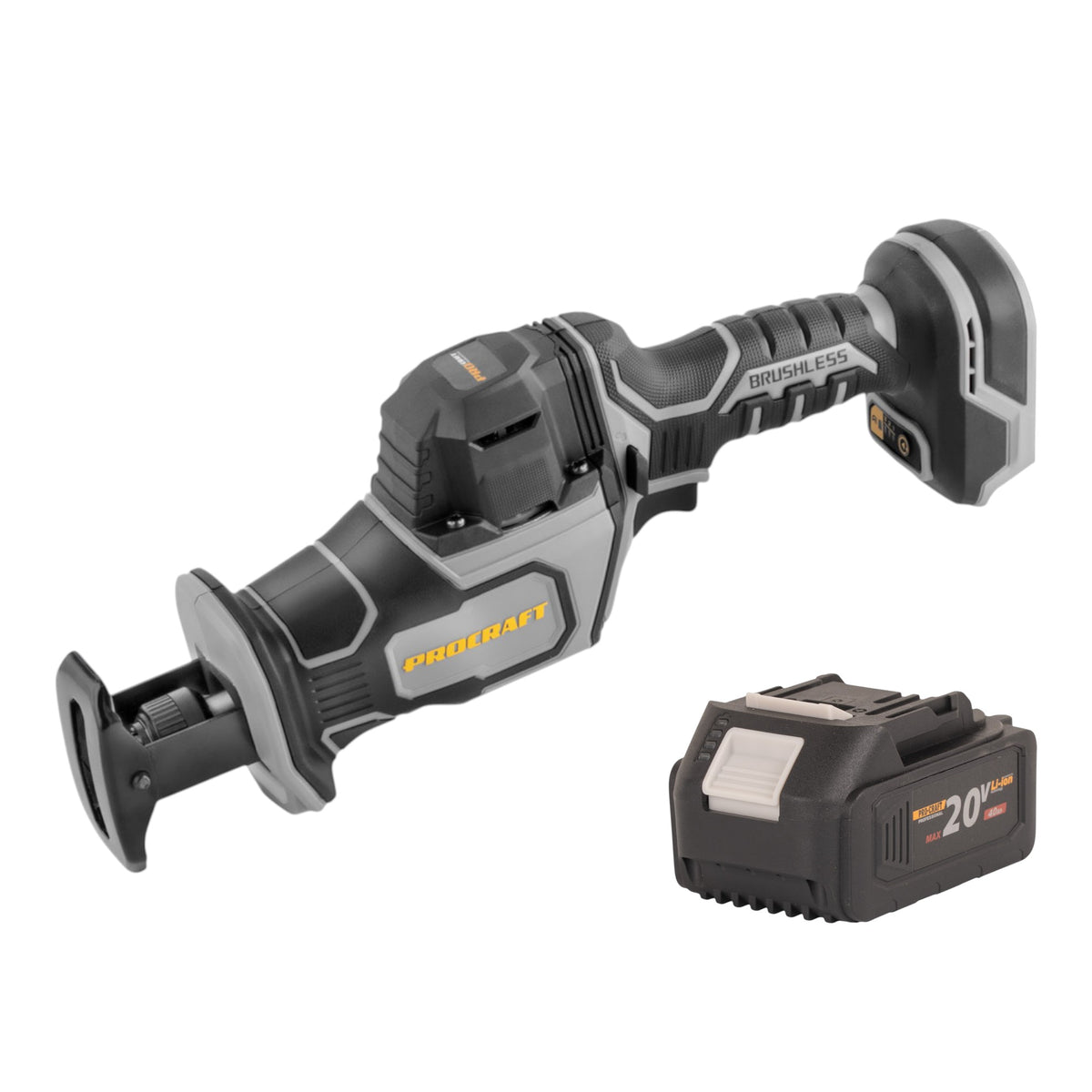 Procraft Industrial RS20Abb Scie sabre Recipro 20 V Brushless + 1x batterie 4,0 Ah - sans chargeur