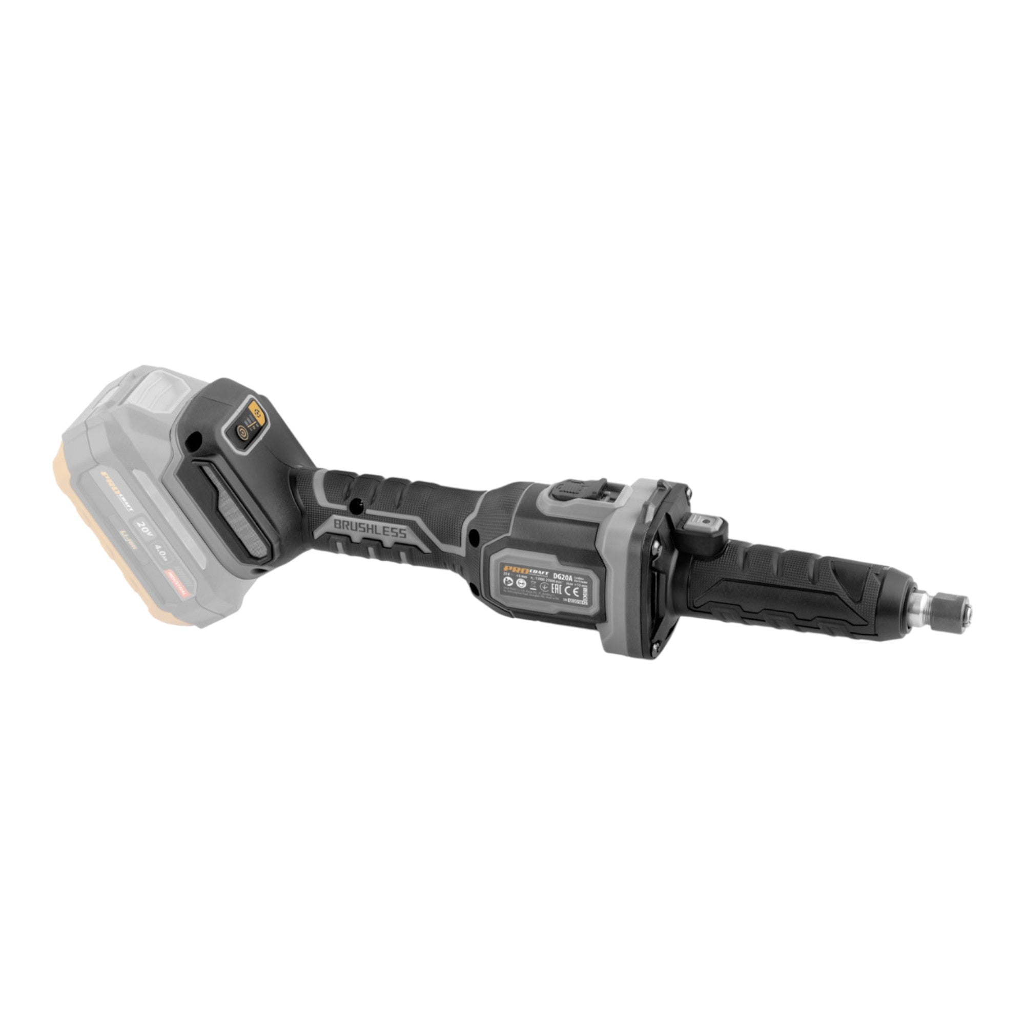 Procraft Industrial DG20A BB Akku Geradschleifer 20 V 6 mm Brushless 1x Akku 2 0 Ah Ladegeraet 4 - toolbrothers