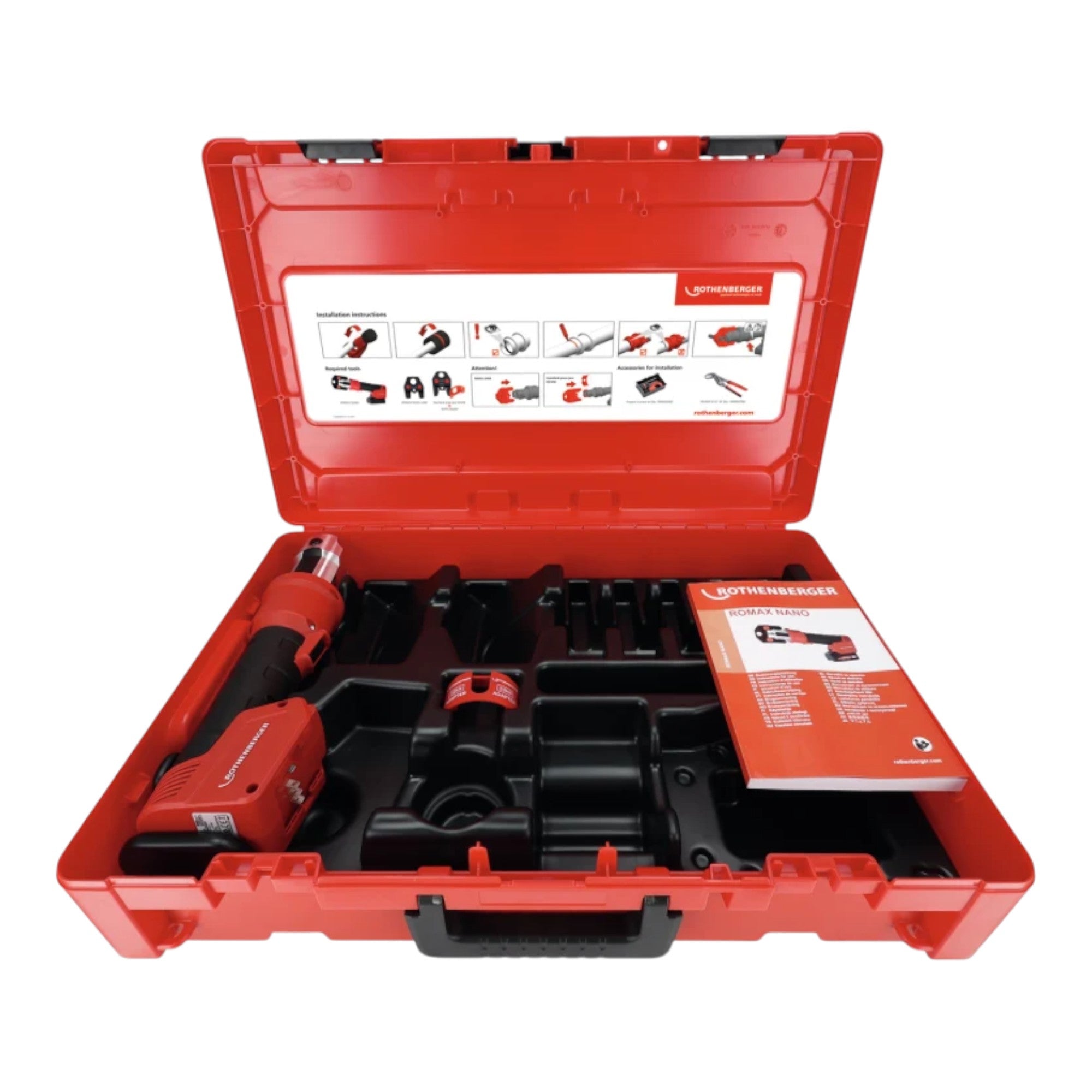 Rothenberger ROMAX NANO Akku Pressmaschine 18 V 34 kN CAS 2x Akku 4 0 Ah Ladegeraet Rocase 4 - toolbrothers