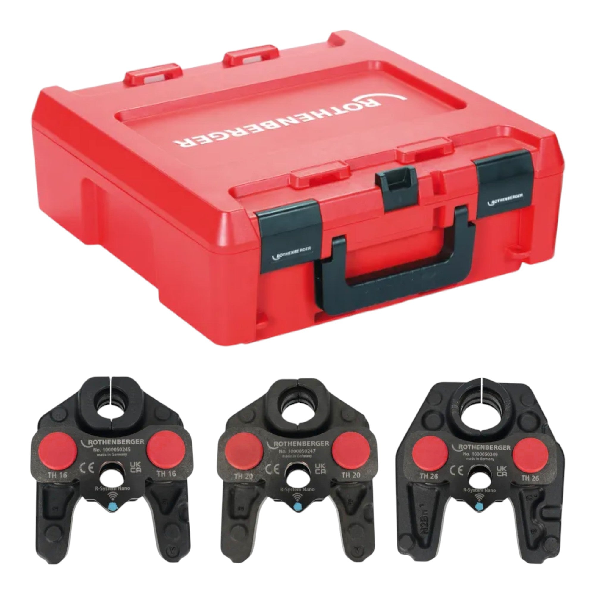 Rothenberger ROMAX NANO Akku Pressmaschine 18 V 34 kN CAS 2x Akku 4 0 Ah Ladegeraet 3 tlg TH Pressbacken Set Rocase 4 - toolbrothers