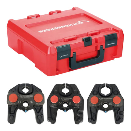 Rothenberger ROMAX NANO Akku Pressmaschine 18 V 34 kN CAS 1x LiHD Akku 4 0 Ah Ladegeraet 3 tlg SV Pressbacken Set Rocase 4 - toolbrothers