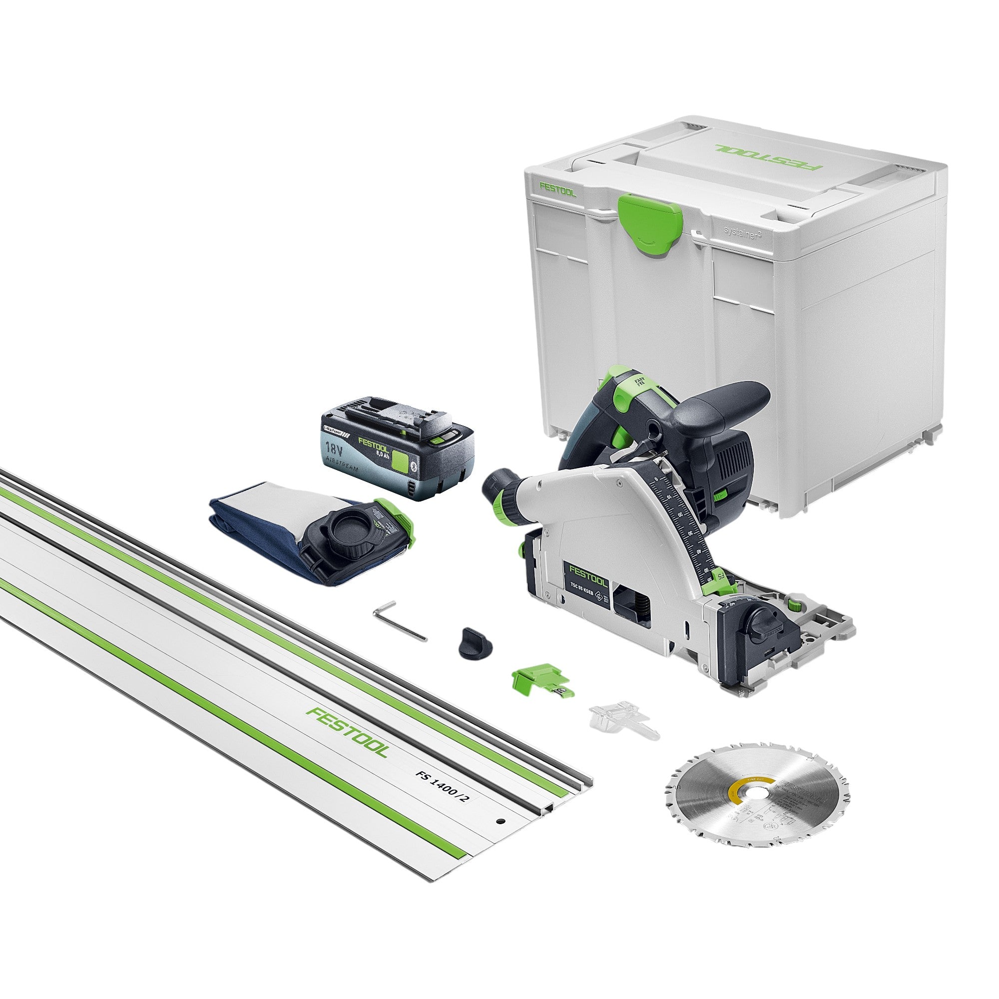 Festool TSC 55 KSEB Basic FS Akku Tauchsaege 18 V 160 mm Brushless 1x Akku 8 0 Ah Fuehrungsschiene Systainer ohne Ladegeraet 0 - toolbrothers