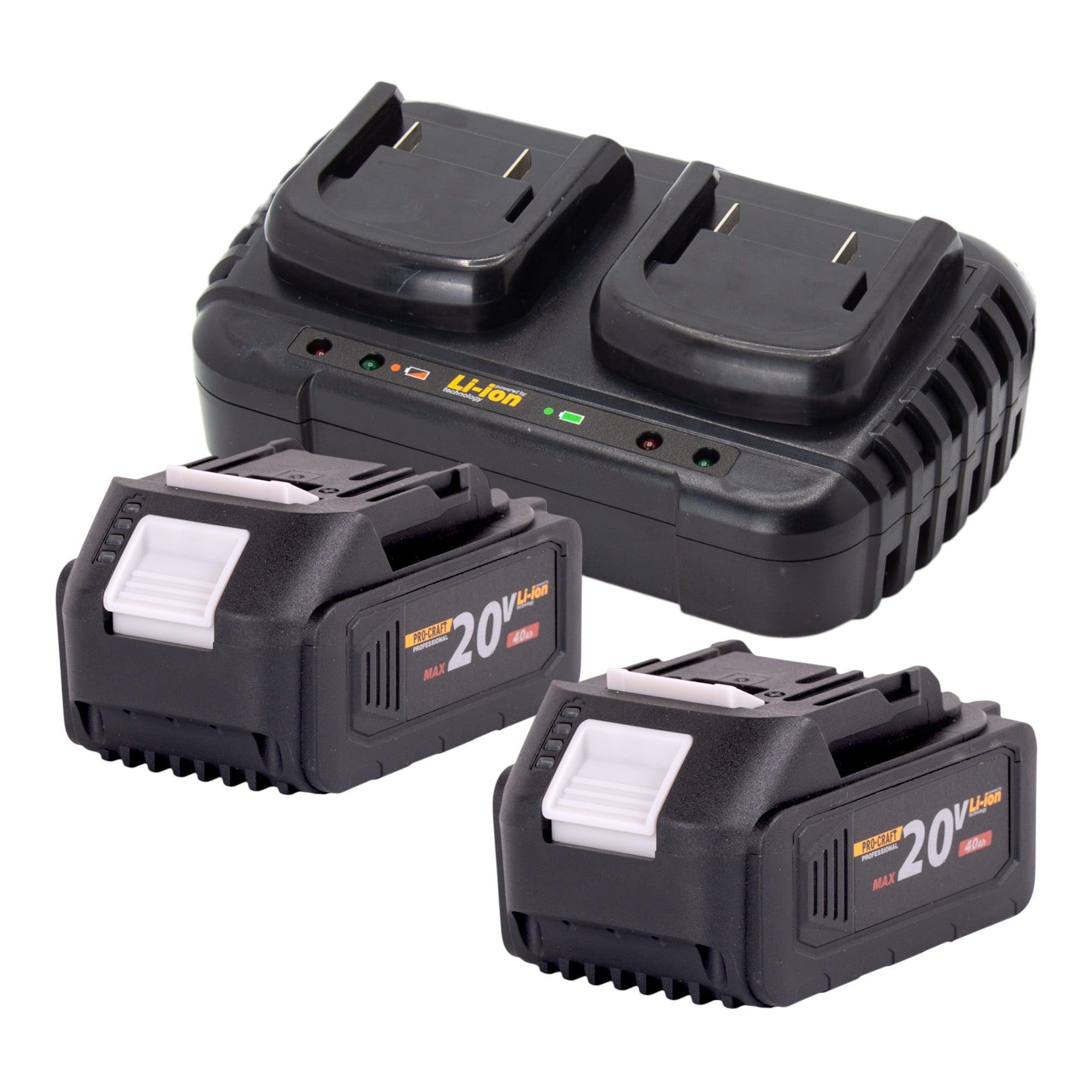 Procraft PLM20bb Akku Rasenmaeher 40 V 2x 20 V 370 mm Brushless 2x Akku 4 0 Ah Ladegeraet 2 - toolbrothers