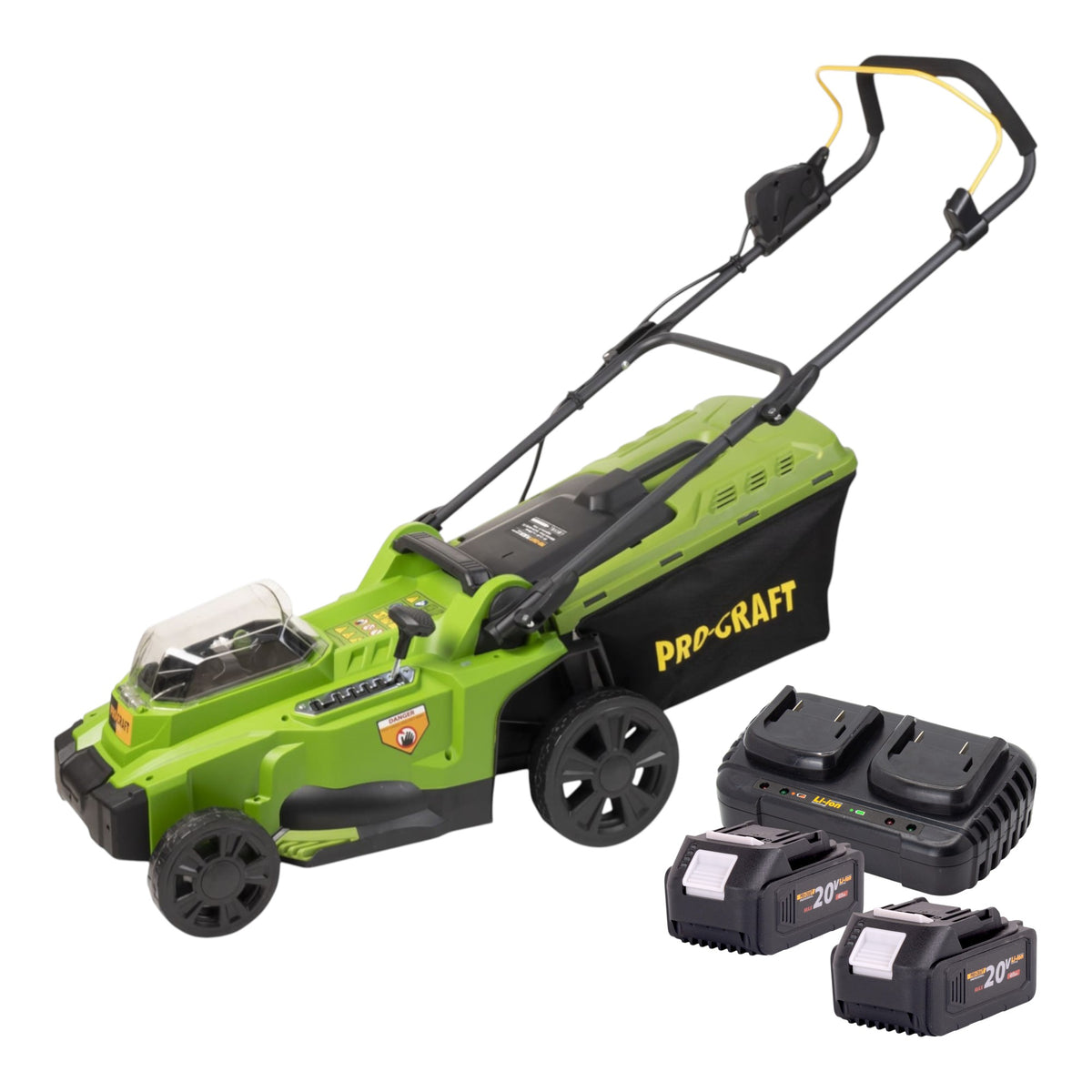 Procraft PLM20bb Tondeuse à gazon sans fil 40 V ( 2x 20 V ) 370 mm Brushless + 2x batterie 4,0 Ah + chargeur