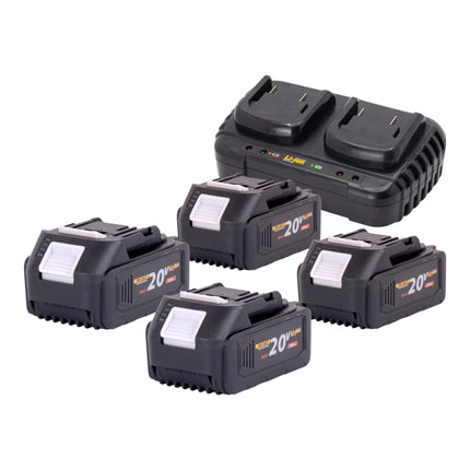 Procraft PLM20bb Akku Rasenmaeher 40 V 2x 20 V 370 mm Brushless 4x Akku 4 0 Ah Ladegeraet 2 - toolbrothers