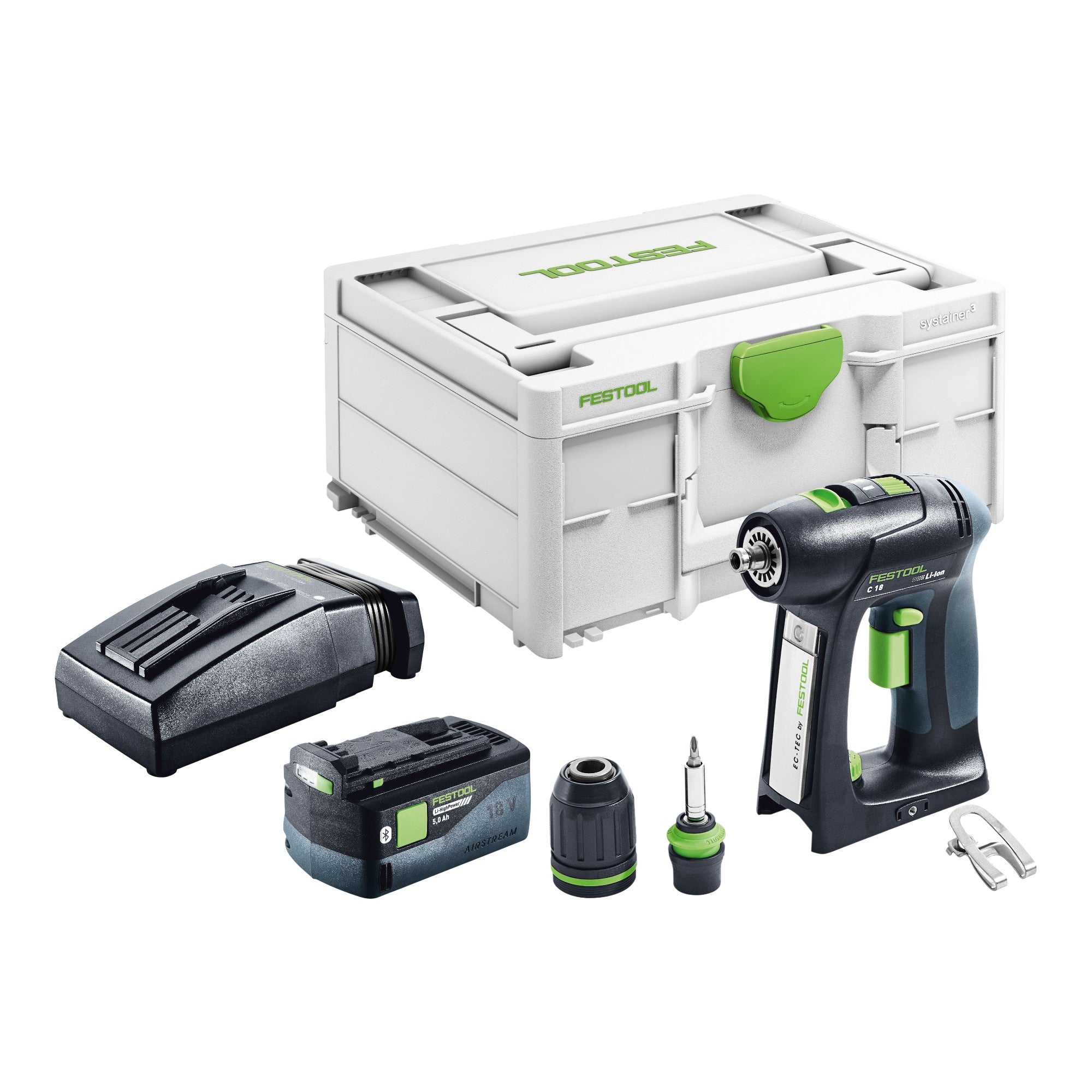 Festool C 18 Basic Akku Bohrschrauber 18 V 45 Nm Brushless 1x Akku 5 0 Ah Ladegeraet Systainer 0 - toolbrothers