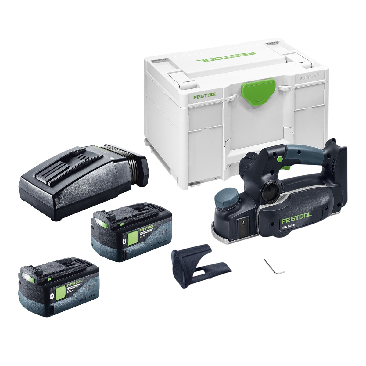 Festool HLC 82 EB-Basic rabot sans fil 18 V 82 mm Brushless + 2x batterie 5,0 Ah + chargeur + Systainer