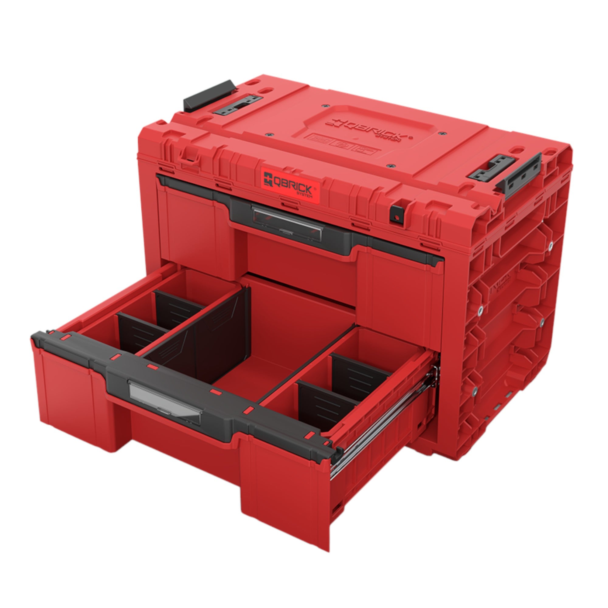 Qbrick System PRIME Drawer 2 Toolbox Expert RED ULTRA HD modularer Werkzeugkasten mit 2 Schubladen 542 x 335 x 369 mm 24 l 2 - toolbrothers