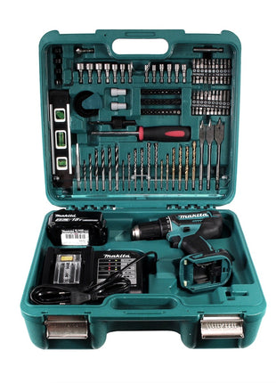 Makita DHP 482 STTK Akku Schlagbohrschrauber 18 V 62Nm im Koffer + 5,0 Ah Akku + Ladegerät + 101 tlg. Zubehör Set - Toolbrothers