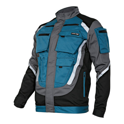 LAHTI PRO Arbeitsjacke mit Reflexstreifen Groesse XXXL L4040306 schwarz grau tuerkis 1 - toolbrothers
