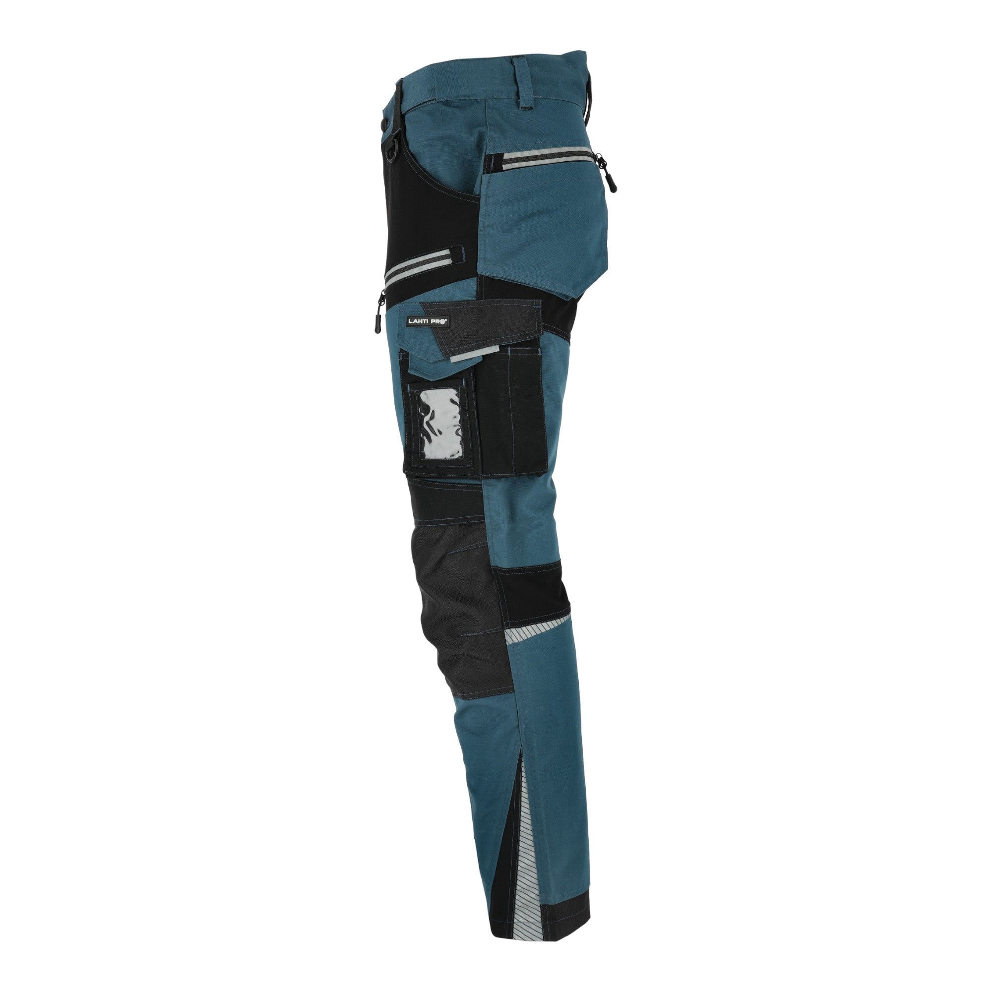 LAHTI PRO Arbeitshose mit Stretch Einsaetzen Slim Fit Groesse S L4054101 tuerkis schwarz 3 - toolbrothers