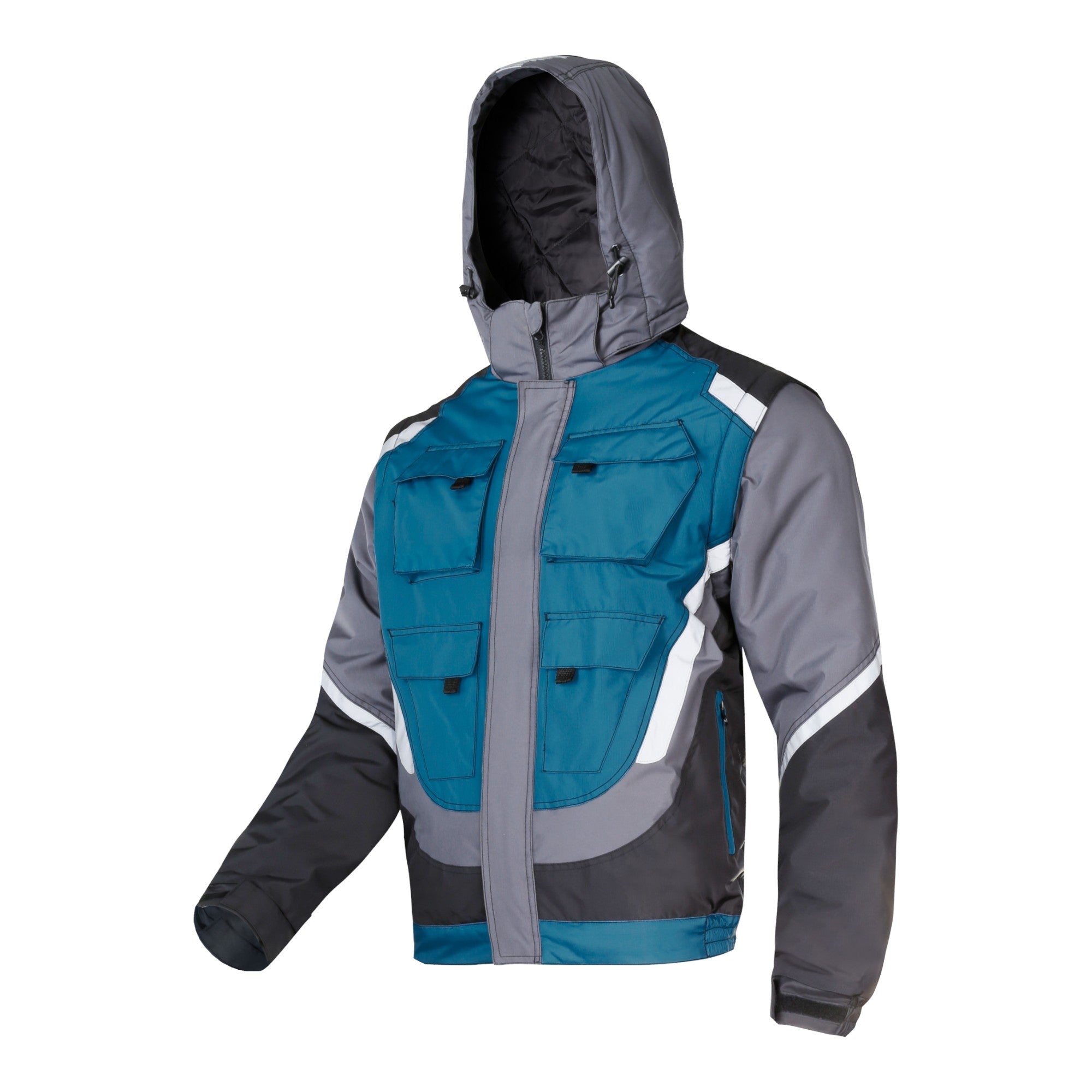 LAHTI PRO Gepolsterte Arbeitsjacke mit Reflexstreifen Groesse S L4092401 schwarz grau tuerkis 0 - toolbrothers