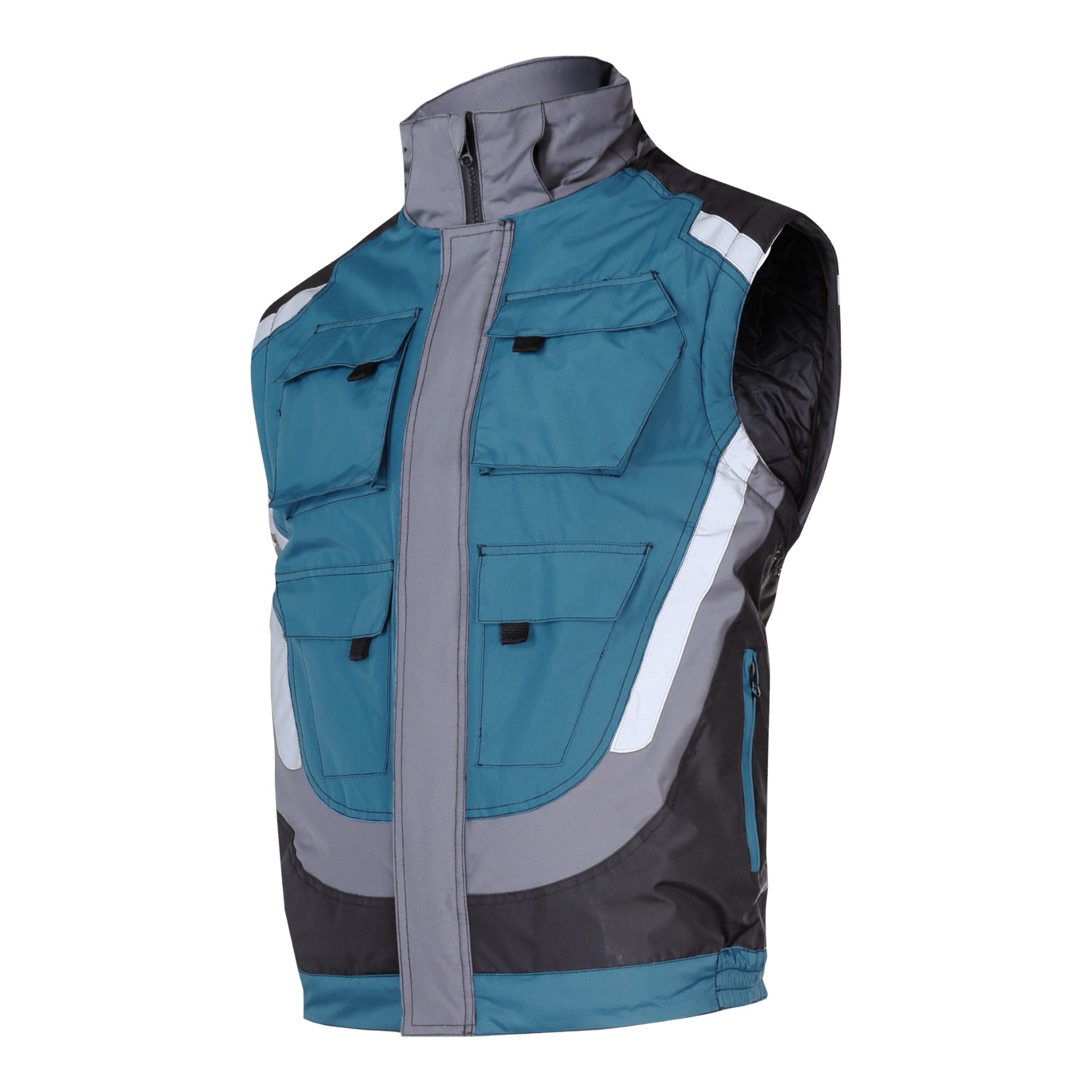 LAHTI PRO Gepolsterte Arbeitsjacke mit Reflexstreifen Groesse L L4092403 schwarz grau tuerkis 1 - toolbrothers