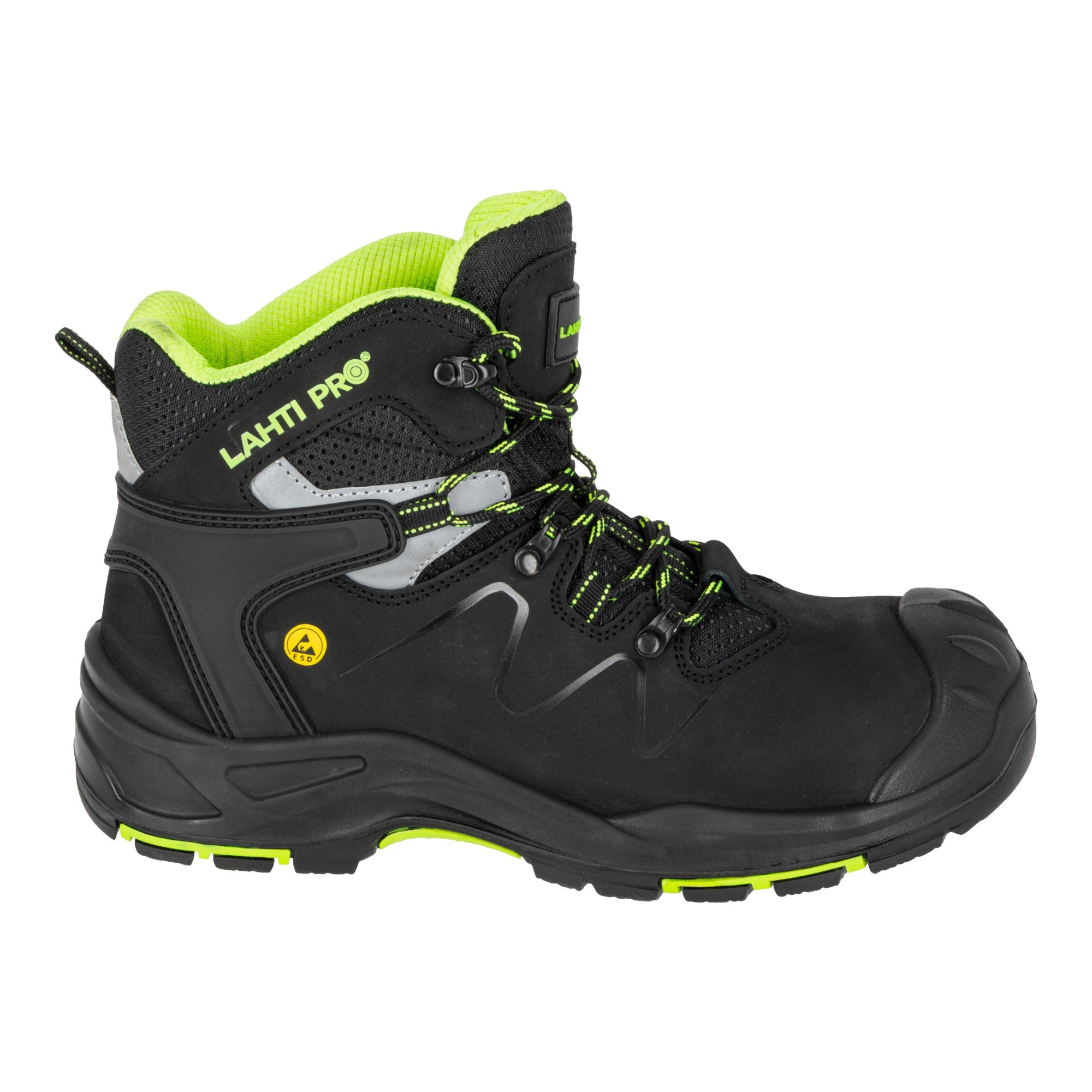 LAHTI PRO Sicherheitsstiefel Nubuk S3 FO HRO SR Groesse 43 L3013043 schwarz gruen 0 - toolbrothers