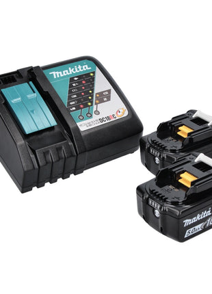 Makita DBN 500 RTJ Akku Stauchkopfnagler 18 V 15-50 mm + 2x Akku 5,0 Ah + Ladegerät + Makpac + J-Box 8000 Nägel - Toolbrothers