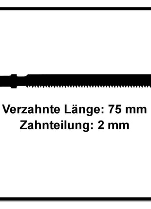 Festool S 75/1,5/20 Plastics Profile Stichsägeblatt 75 mm 20 Stk. ( 4x 204268 ) für Kunststoffprofile, Acrylglas und weiche Kunststoffe, HCS Stahl - Toolbrothers