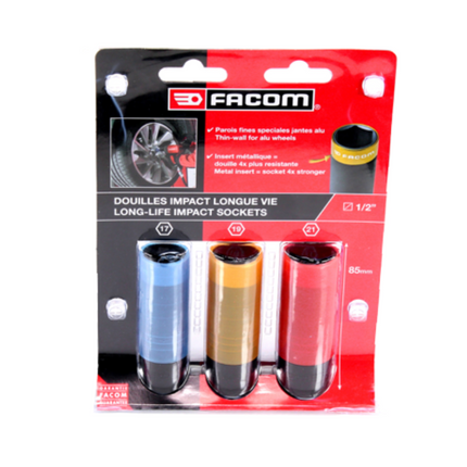 Facom NSI.3L Schlag Steckschlüssel Satz 1/2¨ Impact 3 tlg. 17, 19, 21 mm teflonbeschichtet und kunststoffüberzogen - Toolbrothers